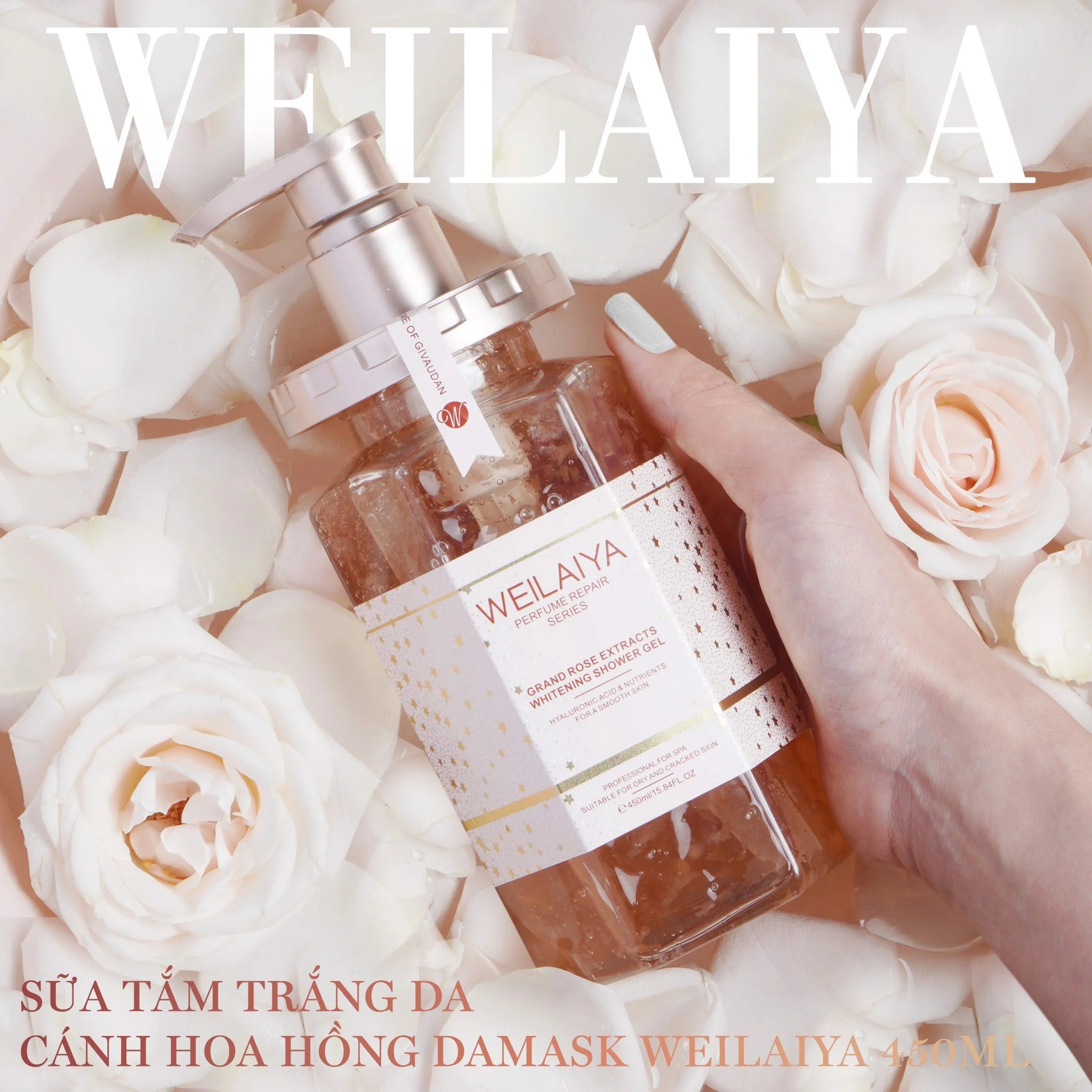 Weilaiya Grand Rose Extracts Whitening Shower Gel - 450 ml