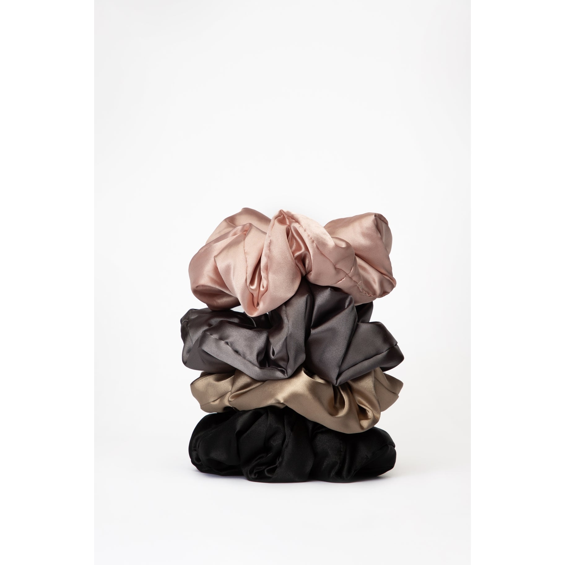 KITSCH Satin Pillow Scrunchies - Blush/Charcoal