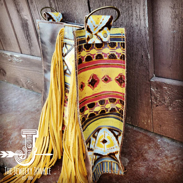 The Jewelry Junkie  Large Box Bag Hair on Hide with Yellow Navajo Insert and Fringe 506e