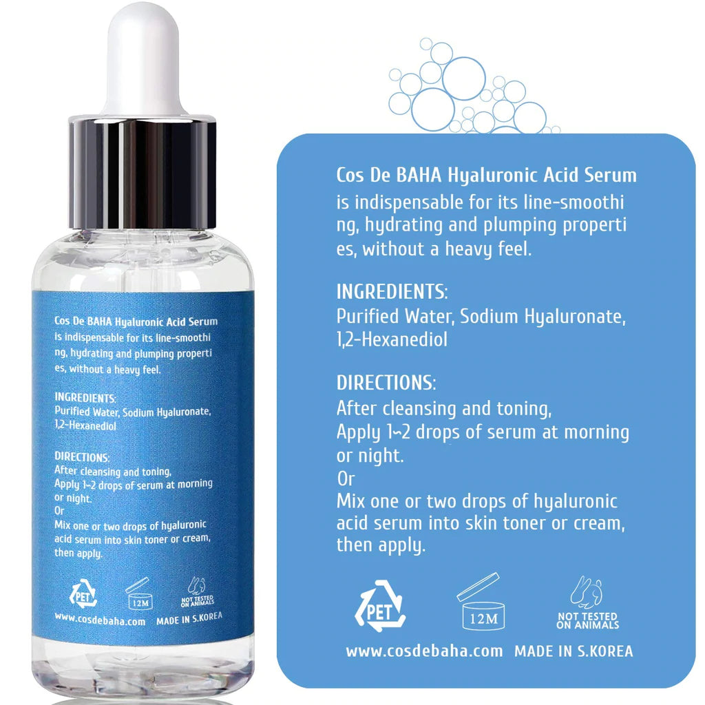 Cos de Baha Pure Hyaluronic Acid 1% Powder Solution Serum 30 ml