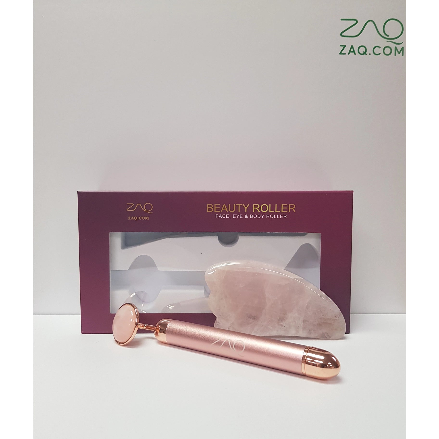 ZAQ Skin + Body Care Moon Roll-On Rose Quartz W-Sonic Massaging Vibrating Roller
