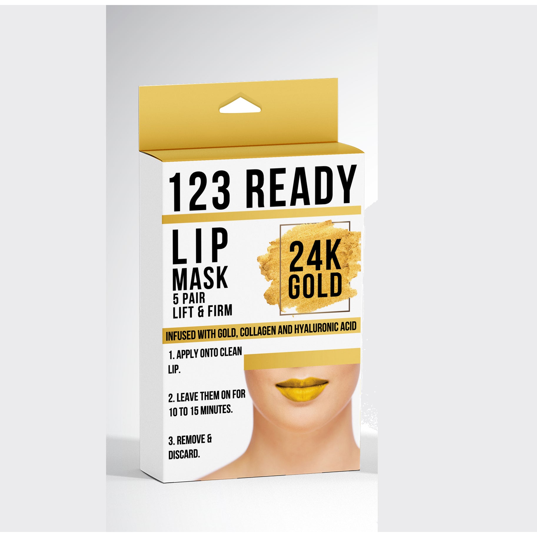 ZAQ Skin + Body Care 123 Ready 24k Gold Lift & Firm Gel Lip Patches 5pc