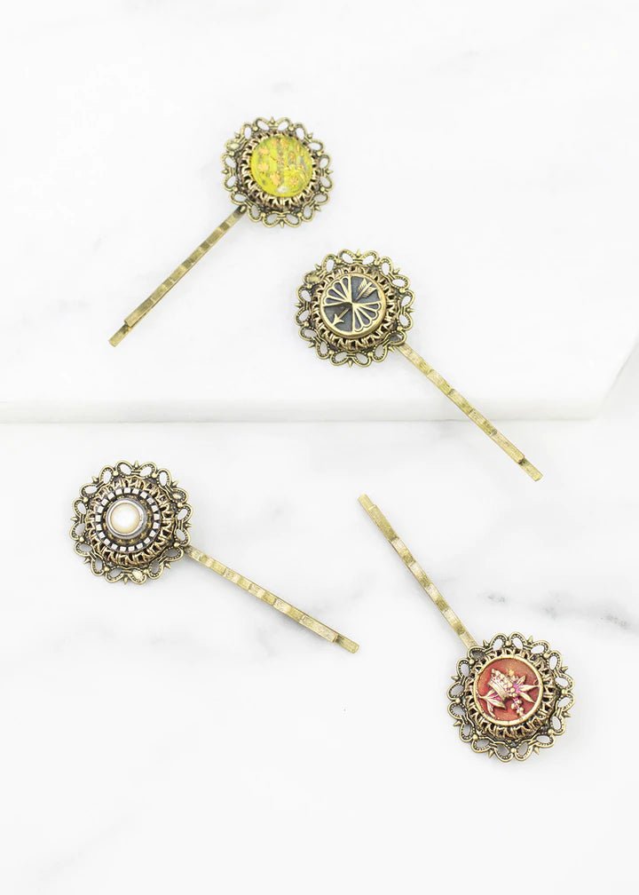Grandmother's Buttons Antique Button Flower Hairpin [PRE-ORDER] (Buy 2 Get 1 Free Mix & Match)