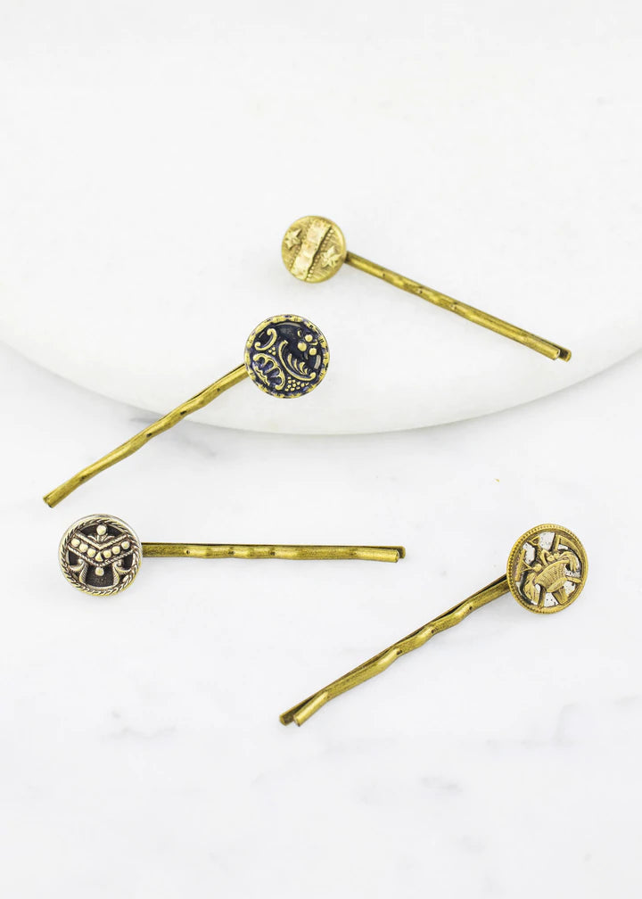 Grandmother's Buttons Antique Button Hairpin [PRE-ORDER] (Buy 2 Get 1 Free Mix & Match)