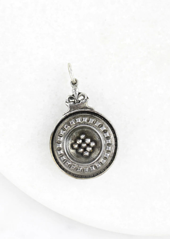 Grandmother's Buttons Large Silver Antique Button Necklace Charm [PRE-ORDER] (Buy 2 Get 1 Free Mix & Match)