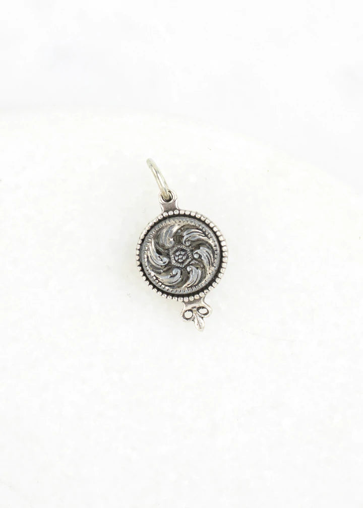 Grandmother's Buttons Small Silver Antique Button Necklace Charm [PRE-ORDER] (Buy 2 Get 1 Free Mix & Match)