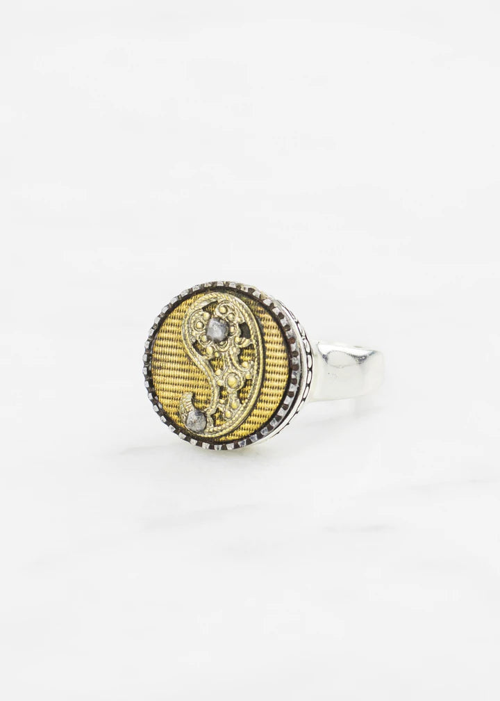 Grandmother's Buttons Sterling Silver Small Antique Button Ring [PRE-ORDER] (Buy 2 Get 1 Free Mix & Match)