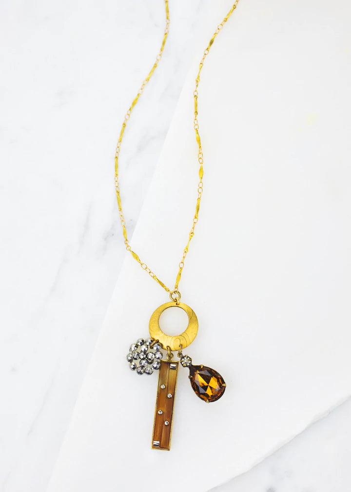 Grandmother's Buttons Deco Dots in Amber Necklace [PRE-ORDER] (Buy 2 Get 1 Free Mix & Match)