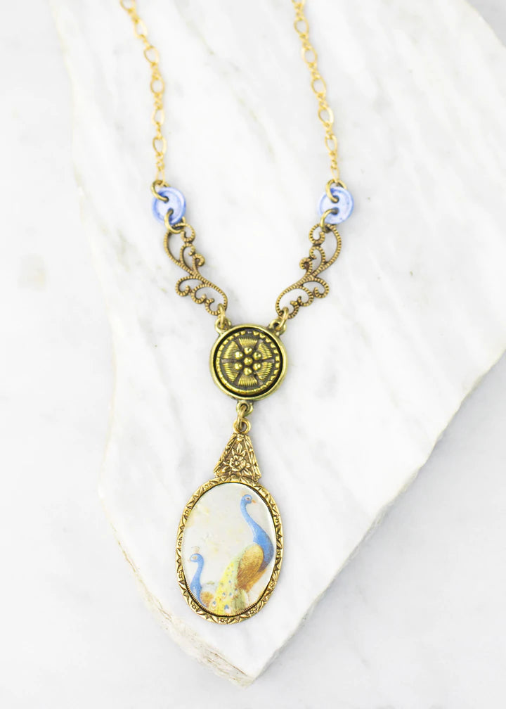 Grandmother's Buttons Peacock Park Necklace [PRE-ORDER] (Buy 2 Get 1 Free Mix & Match)