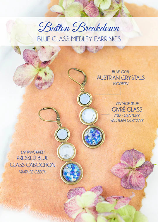 Grandmother's Buttons Blue Glass Medley Earrings [PRE-ORDER] (Buy 2 Get 1 Free Mix & Match)