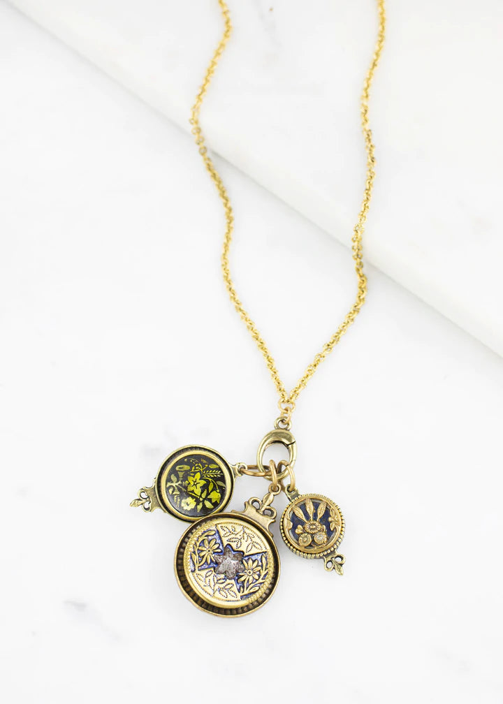 Grandmother's Buttons Small Brass Antique Button Necklace Charm [PRE-ORDER] (Buy 2 Get 1 Free Mix & Match)