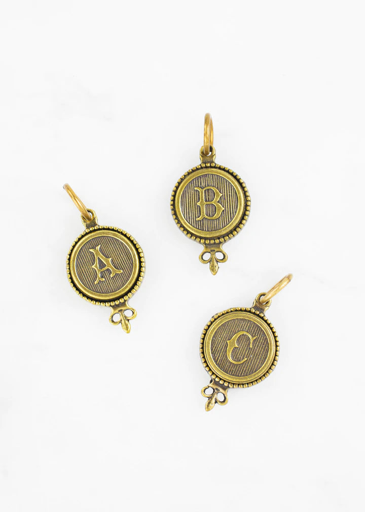 Grandmother's Buttons Brass Initial Charms [PRE-ORDER] (Buy 2 Get 1 Free Mix & Match)
