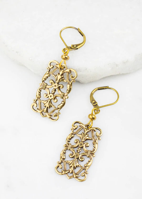 Grandmother's Buttons Baroque Dream Brass Earrings [PRE-ORDER] (Buy 2 Get 1 Free Mix & Match)