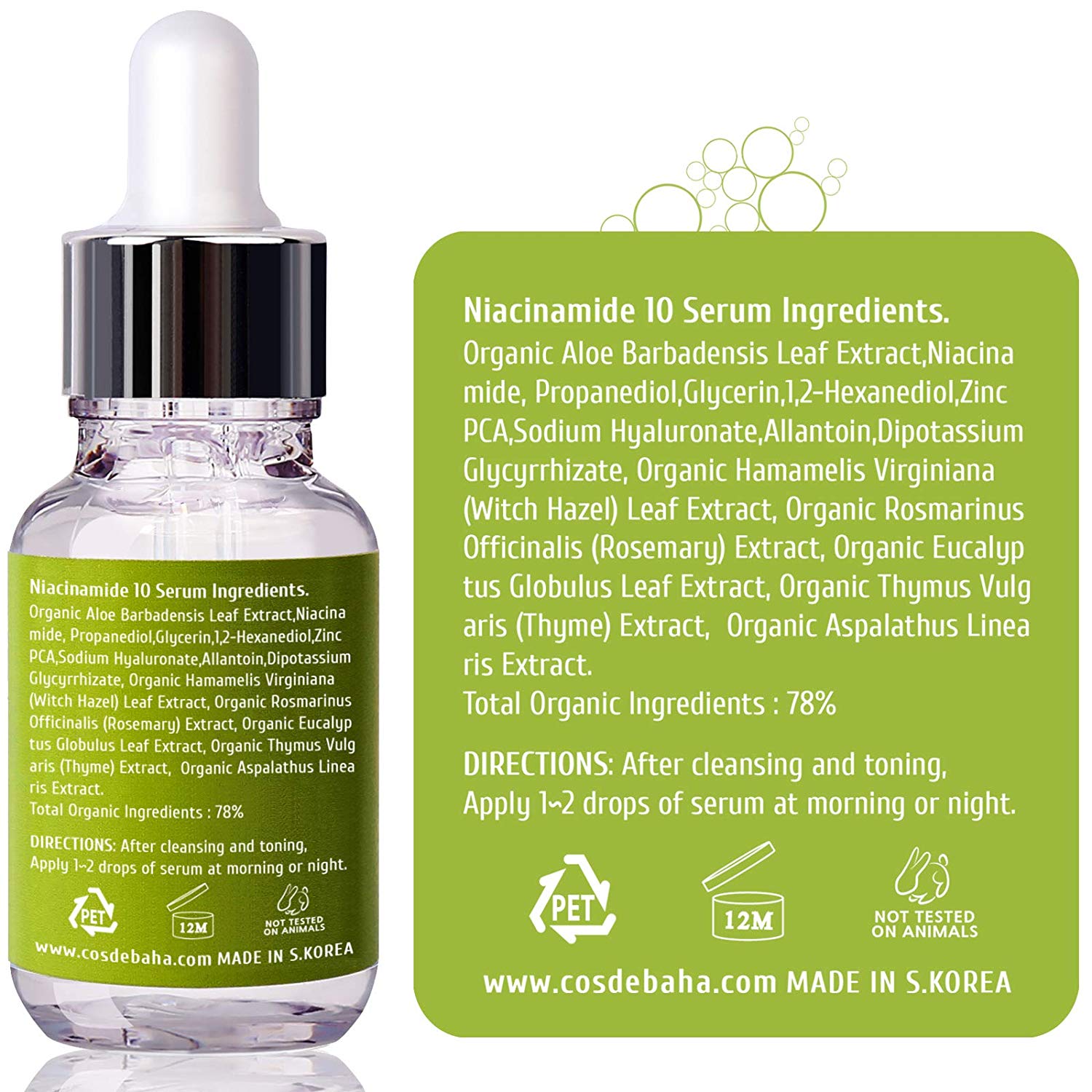 Cos de Baha Niacinamide 10% + Zinc 1% Serum 30 ml