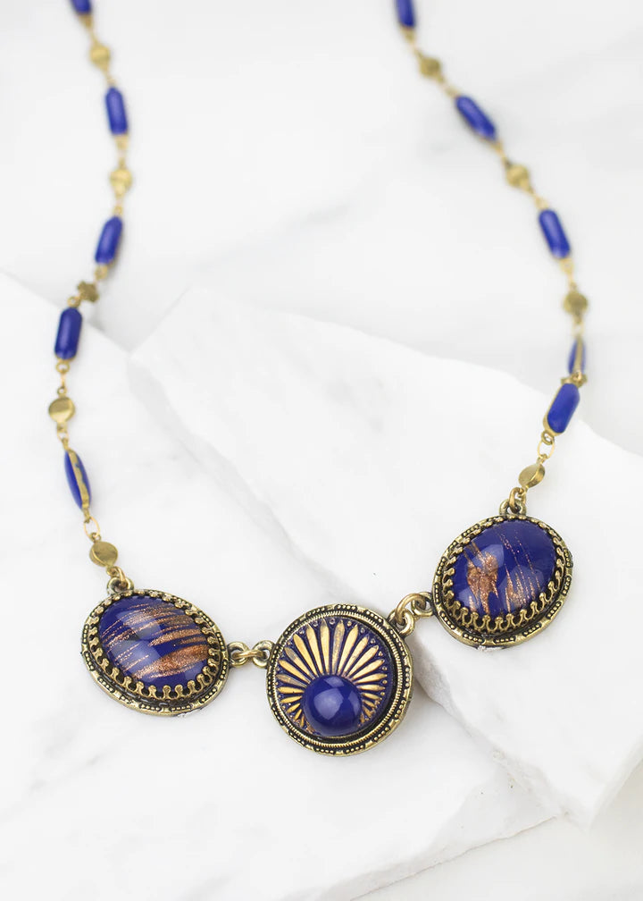 Grandmother's Buttons Aurora Necklace in Navy [PRE-ORDER] (Buy 2 Get 1 Free Mix & Match)