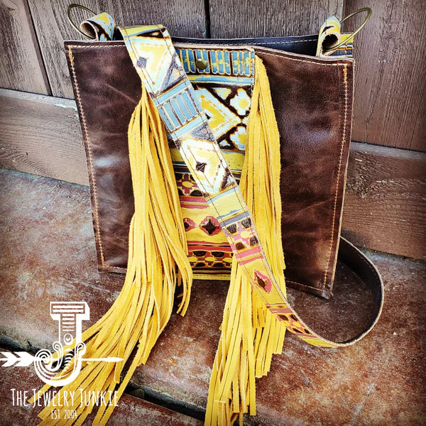 Hair on Hide Box Handbag w/ Yellow Navajo Accents and Strap 506i