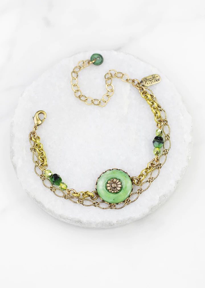 Grandmother's Buttons La Mere de la Perle in Fern Bracelet [PRE-ORDER] (Buy 2 Get 1 Free Mix & Match)