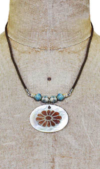 [PRE-ORDER] LEATHER AND MOTHER OF PEARL NECKLACE #L35N (Buy 2 Get 1 Free Mix & Match)