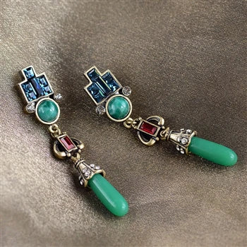Sweet Romance Art Deco Vintage Jade Glass Earrings E9522 (Buy 2 Get 1 Free Mix & Match)
