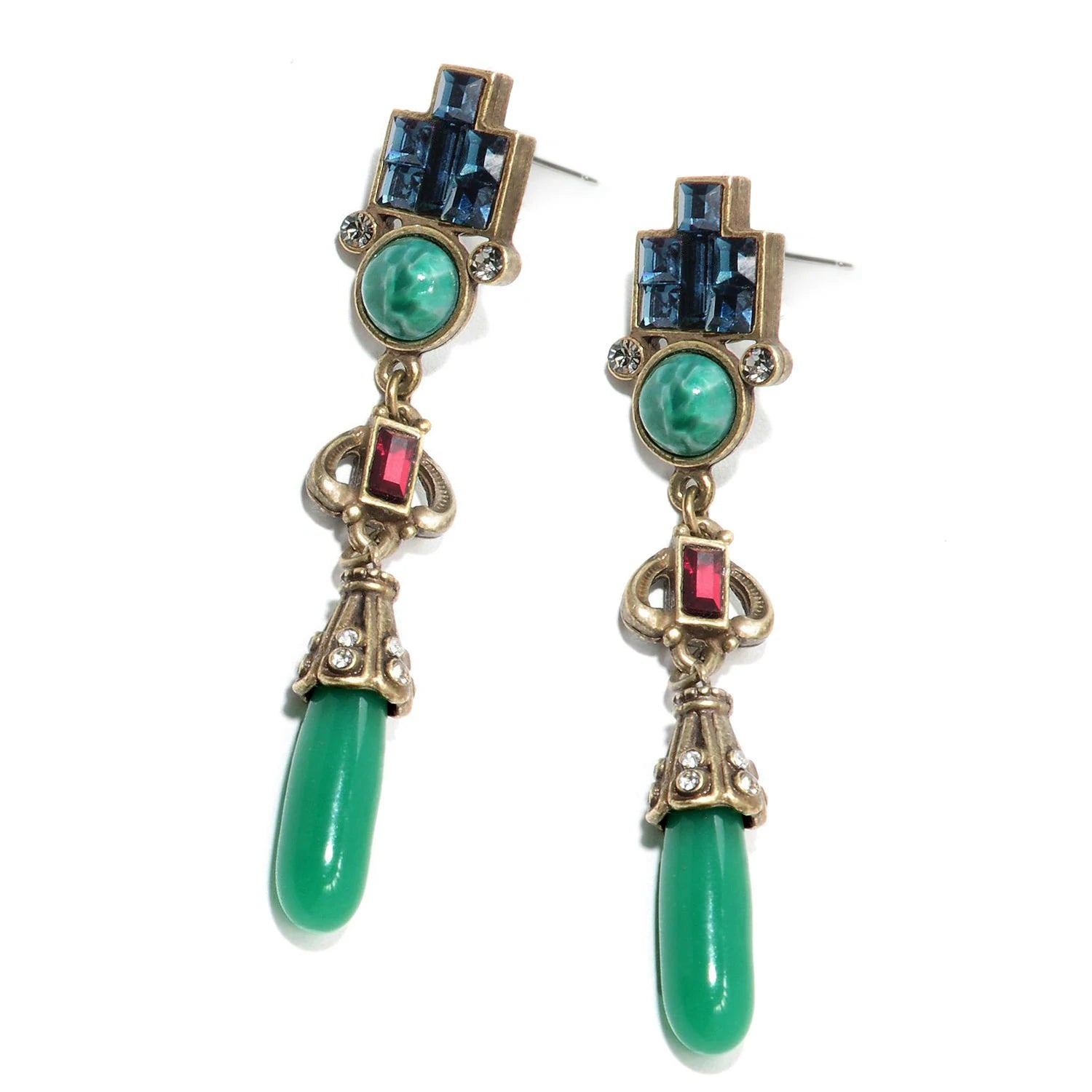 Sweet Romance Art Deco Vintage Jade Glass Earrings E9522 (Buy 2 Get 1 Free Mix & Match)