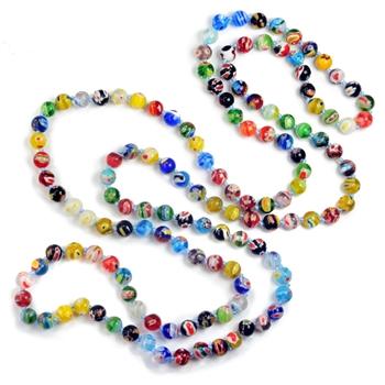 Sweet Romance Millefiori Glass Round Knotted Beads Necklace (Buy 2 Get 1 Free Mix & Match)