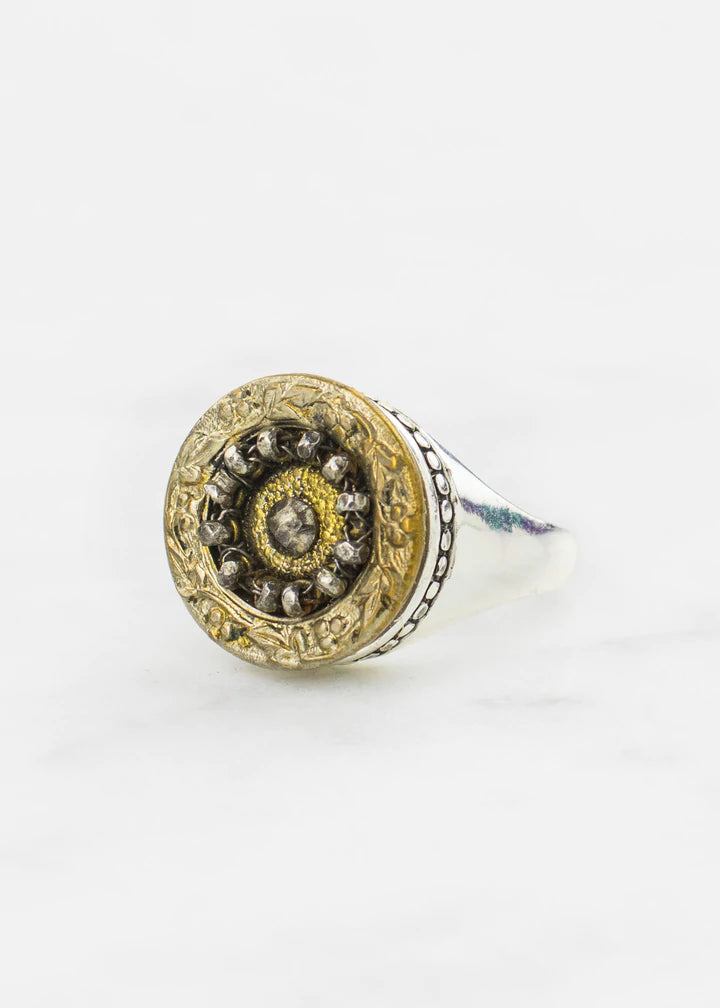 Grandmother's Buttons Sterling Silver Large Antique Button Ring [PRE-ORDER] (Buy 2 Get 1 Free Mix & Match)