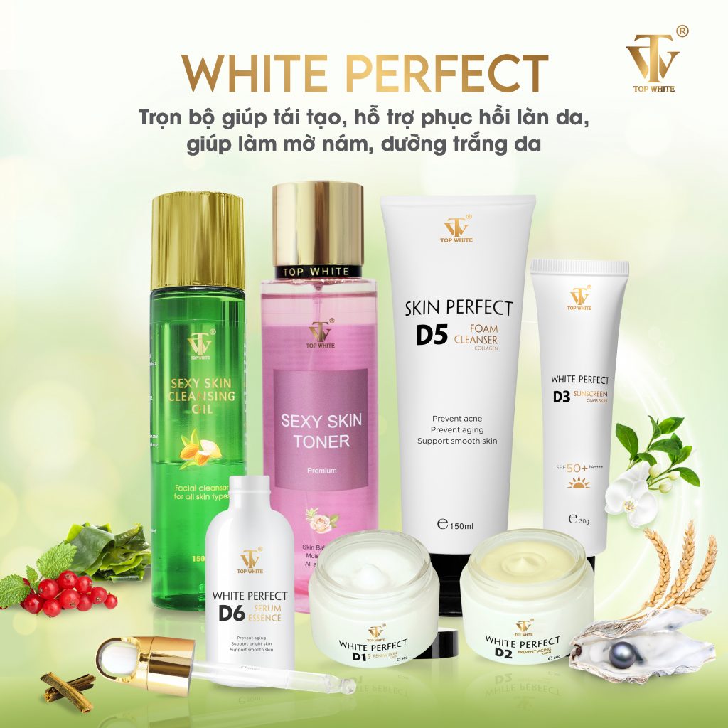 Top White product set whitens skin, prevents melasma, freckles, age spots