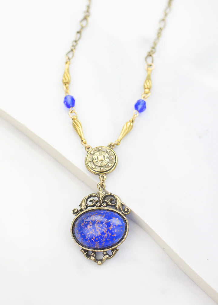 Grandmother's Buttons Ainsley Necklace in Sapphire [PRE-ORDER] (Buy 2 Get 1 Free Mix & Match)