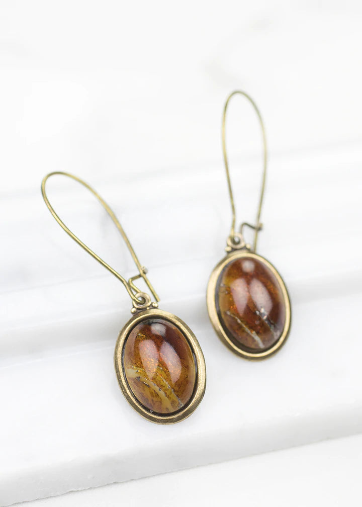 Grandmother's Buttons Silver Brown Agate Earrings [PRE-ORDER] (Buy 2 Get 1 Free Mix & Match)