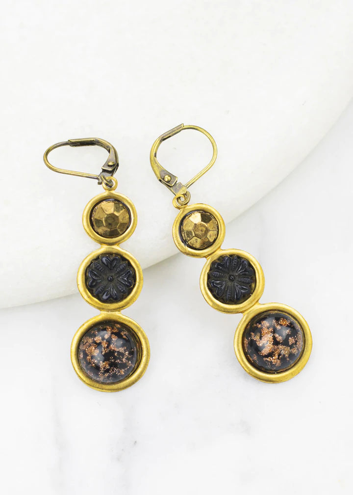 Grandmother's Buttons Cleo in Jet Earrings [PRE-ORDER] (Buy 2 Get 1 Free Mix & Match)