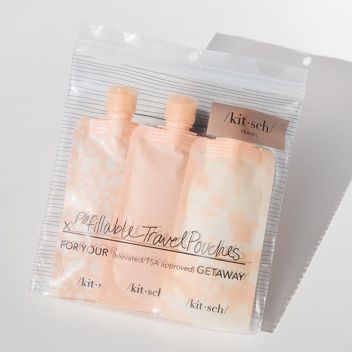 KITSCH Refillable Travel Pouches 3pc Set - Blush