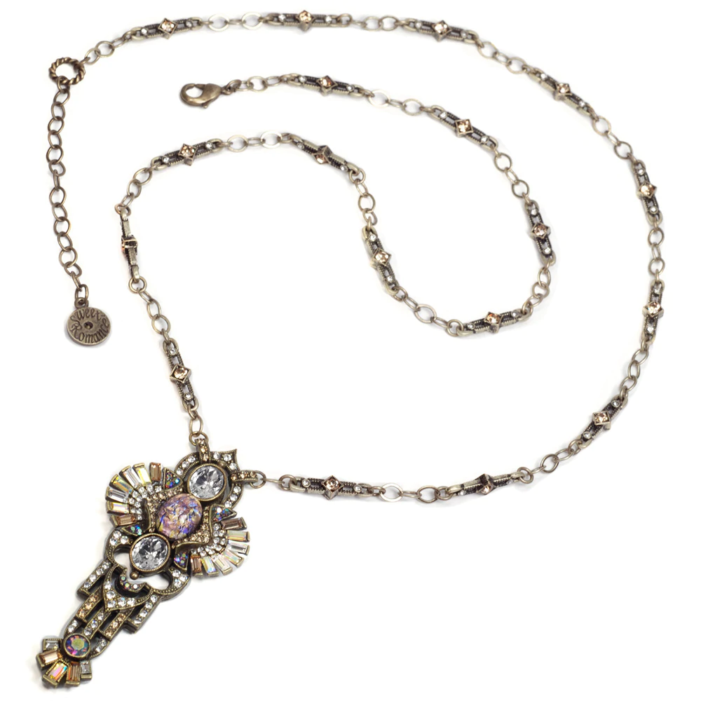 Sweet Romance Art Deco Shell and Secret Mirror Vintage Necklace N8826 (Buy 2 Get 1 Free Mix & Match)