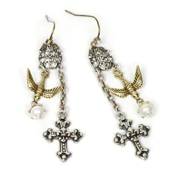 Sweet Romance Cross & Holy Spirit Bird Earrings E1122 (Buy 2 Get 1 Free Mix & Match)