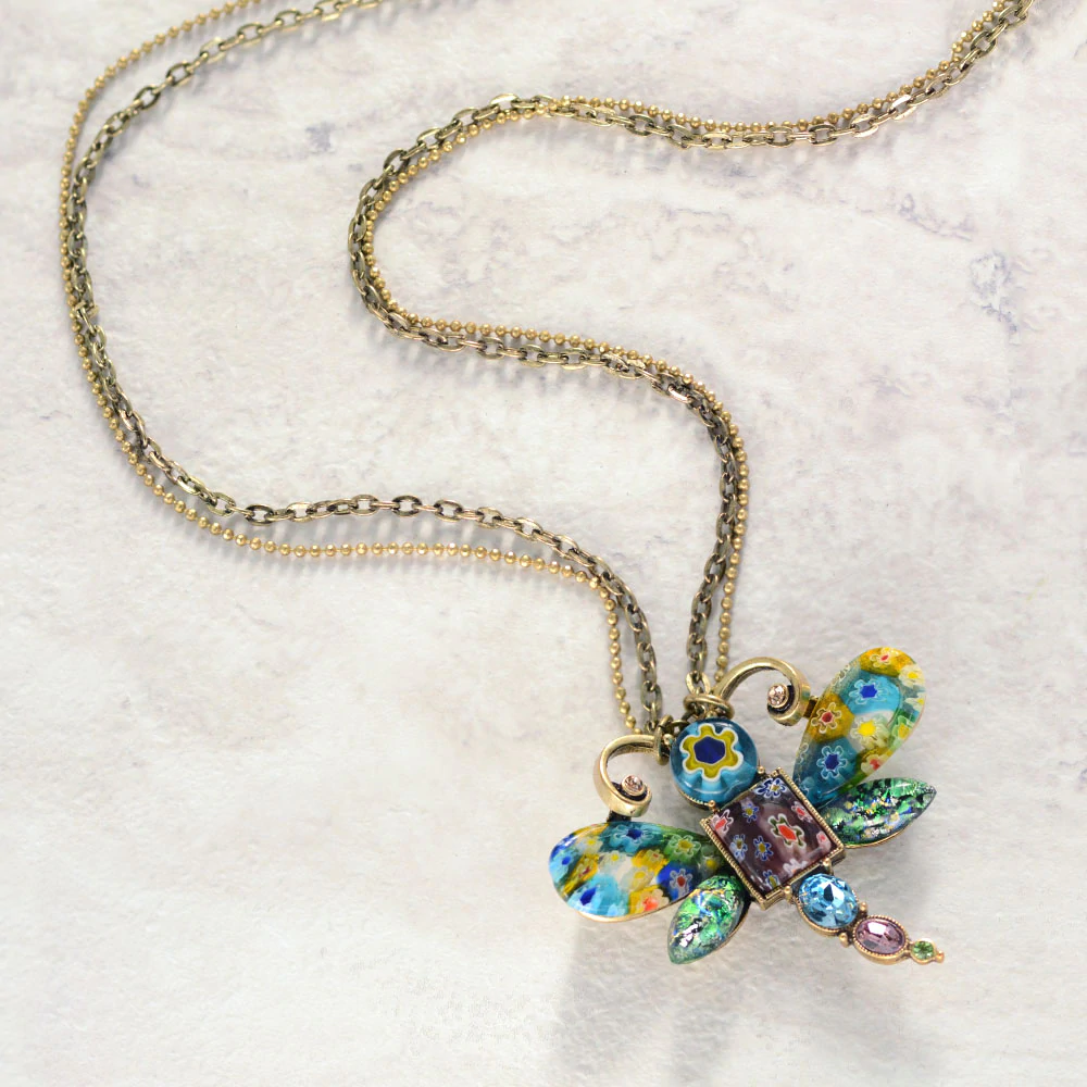 Sweet Romance Millefiori Glass Dragonfly Pendant Necklace (Buy 2 Get 1 Free Mix & Match)