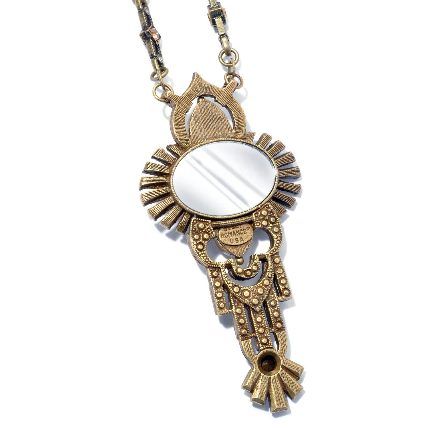 Sweet Romance Art Deco Shell and Secret Mirror Vintage Necklace N8826 (Buy 2 Get 1 Free Mix & Match)