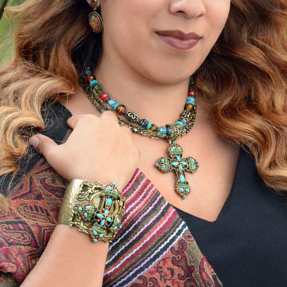 Sweet Romance Mayan Cross Necklace & Bracelet Jewelry Set (Buy 2 Get 1 Free Mix & Match)