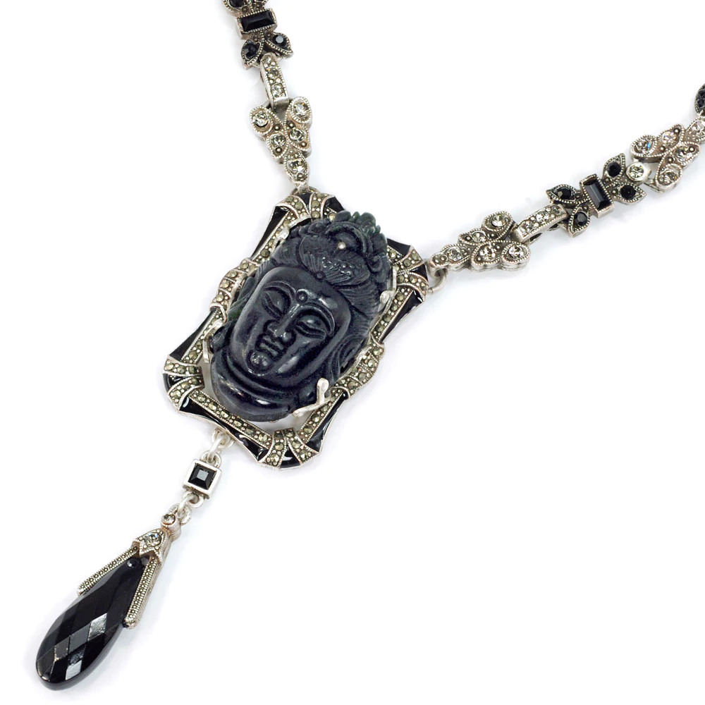 Sweet Romance Art Deco Hand Carved Buddha GuanYin Necklace N1334 (Buy 2 Get 1 Free Mix & Match)