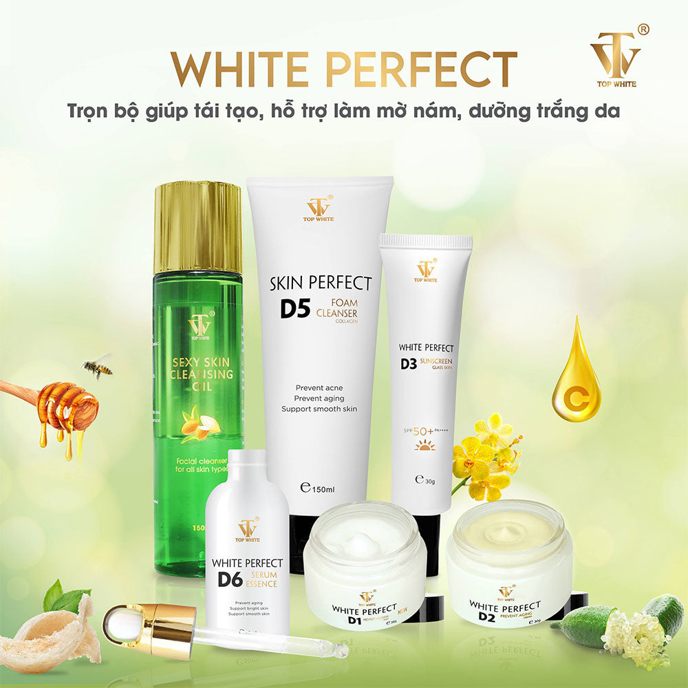 Top White product set whitens skin, prevents melasma, freckles, age spots